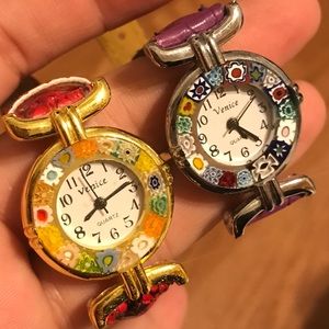 Twin watches from Italy - red/purple